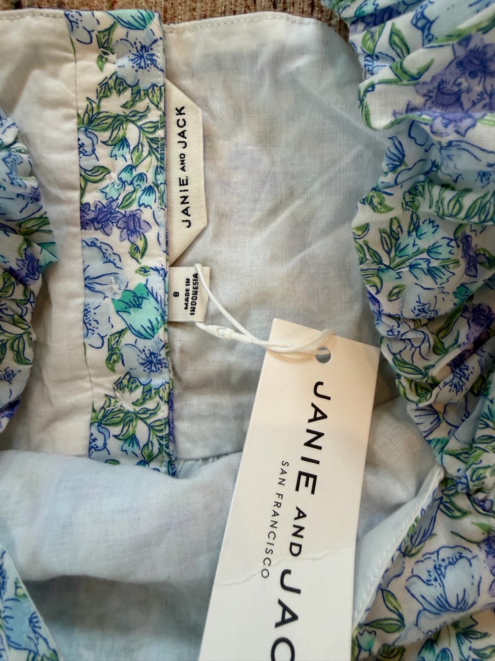 Janie and Jack Blue and Green Floral Sundress - Picture 3 of 5